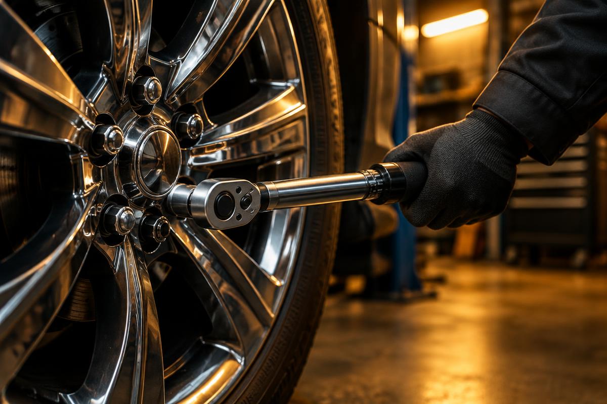 Serviço de precisão em uma roda automotiva